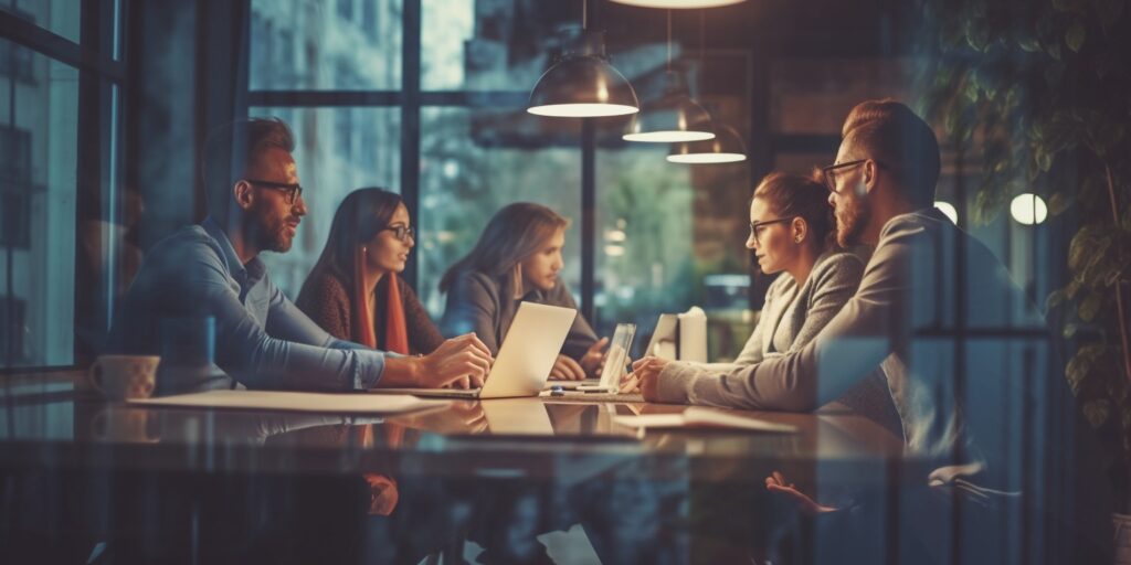 AI business people group in modern office have a team meeti a93af390 642a 4e2a bd49 56c2d51c2459